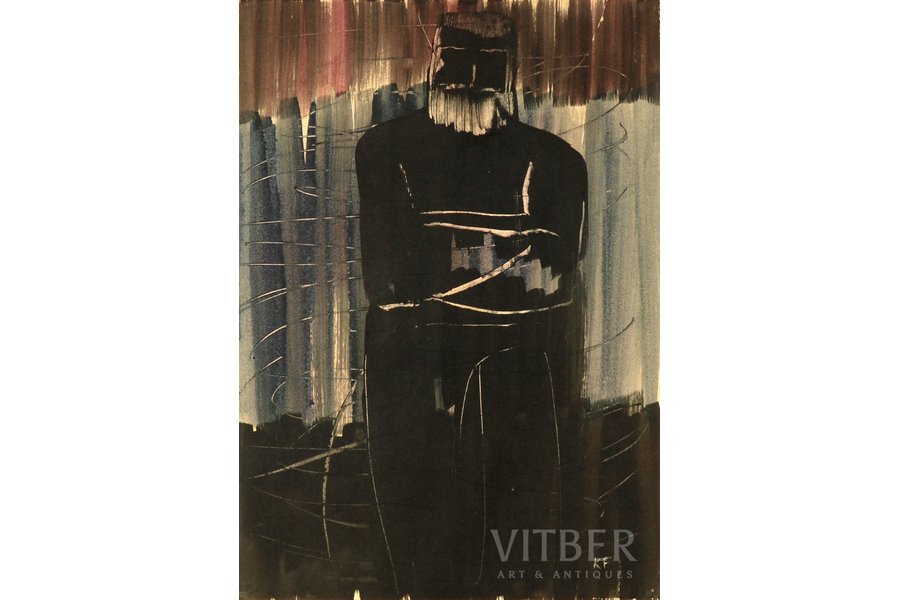 Фридрихсонс Куртс (1911–1991), "Мужчина", ~1968 г., бумага, акварель, 53 x 37 см